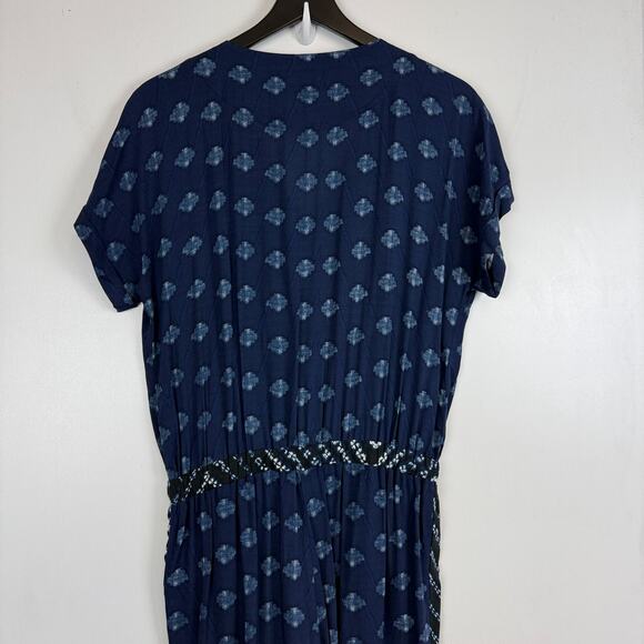 Velvet by Graham & Spencer Cady Slim Leg Ikat Jumpsuit Blue Rayon - S - Picture 6 of 9
